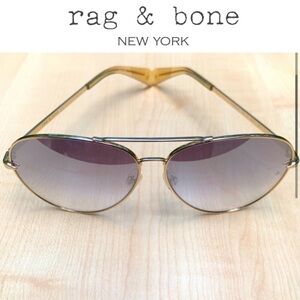 RAG & BONE aviators sunshine mirrored lenses gold frames NEW in case